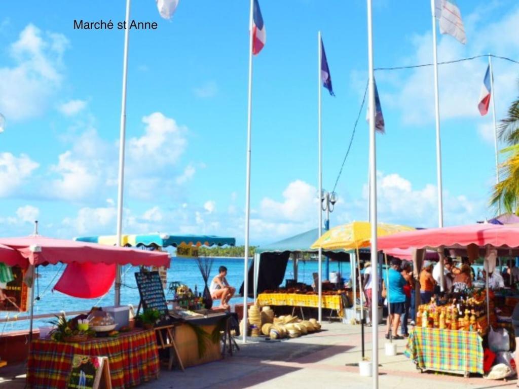 Studio Village Vacances,Vue Mer, Plage A 30M ,Wifi A Sainte Anne Buitenkant foto